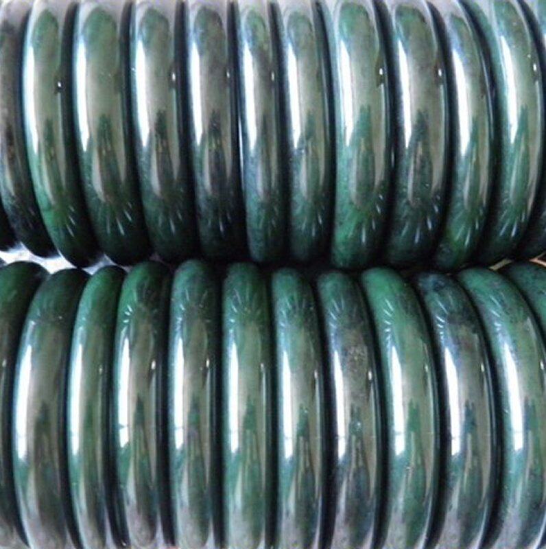 新疆油润黑绿色和田玉籽料碧玉手镯无黑点带黑糖细腻天然正品玉镯