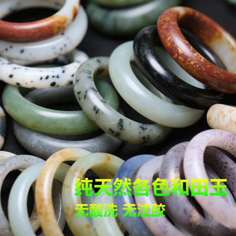 新疆和田玉龙河籽料手镯天然原皮油润复古小众设计女款玉镯无注胶