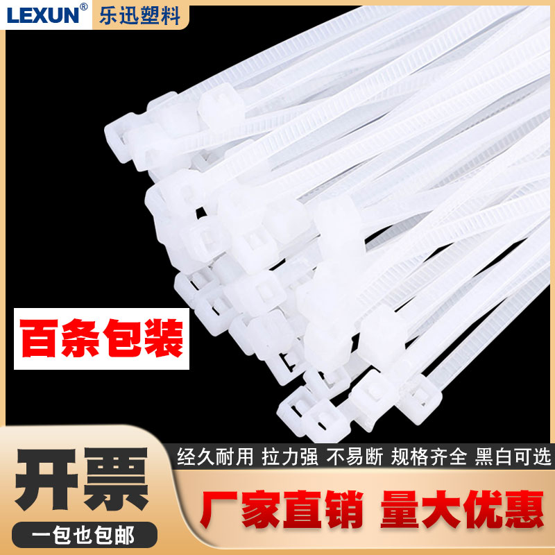 100条装黑白色自锁式尼龙扎带