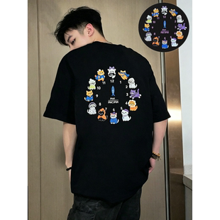 潮牌男装光感变色绣花短袖黑色T恤男女通用2026夏季新款小众上衣
