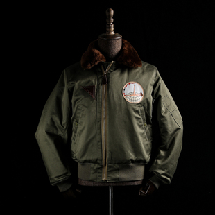 GIZEMO 纯手绘皮章 二战经典短款飞行服夹克B15A 秘鲁进口羊驼毛