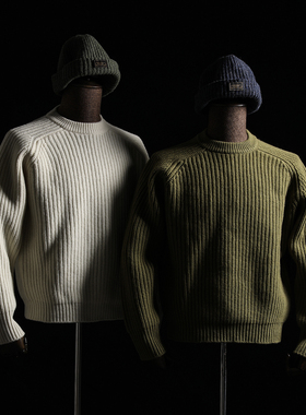 GIZEMO 70年代RAGLAN SLEEVE牛角袖 澳州羊仔毛粗纺复古毛衣