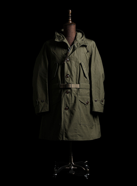 GIZEMO M47PARKA连帽军事风大衣 美产长绒棉阿美咔叽长款复古风衣