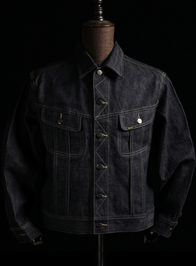 GIZEMO 日本冈山粉耳面料复古777丹宁夹克 101J阿美咔叽牛仔外套