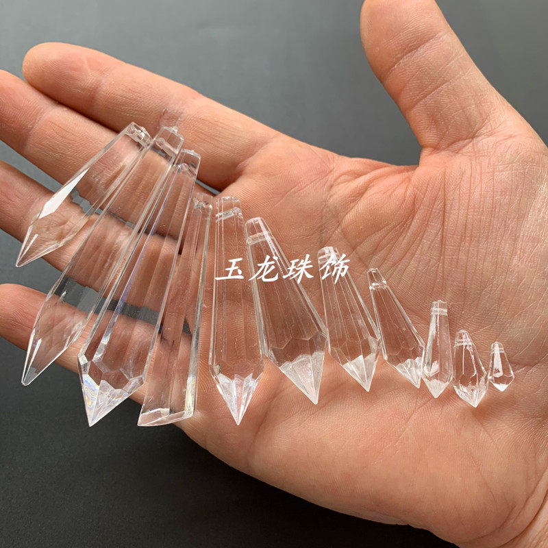 包邮亚克力透明水滴珠吊坠水晶柱散珠diy头饰工艺品流苏挂饰批发