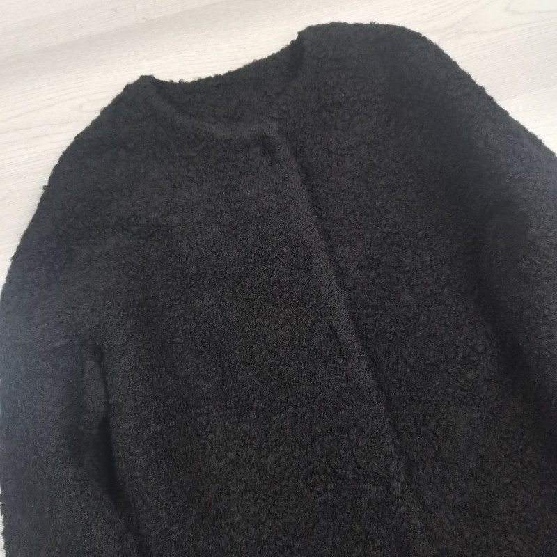 冬季羊驼毛圆领一手长外套大衣