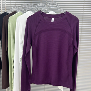 透气运动T恤 瑜伽服上衣速干吸湿排汗健身服女长袖 高级感 圆领修身