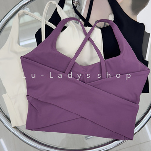 细肩带前交叉瑜伽背心一体式 防震透气美背上衣健身文胸运动内衣女