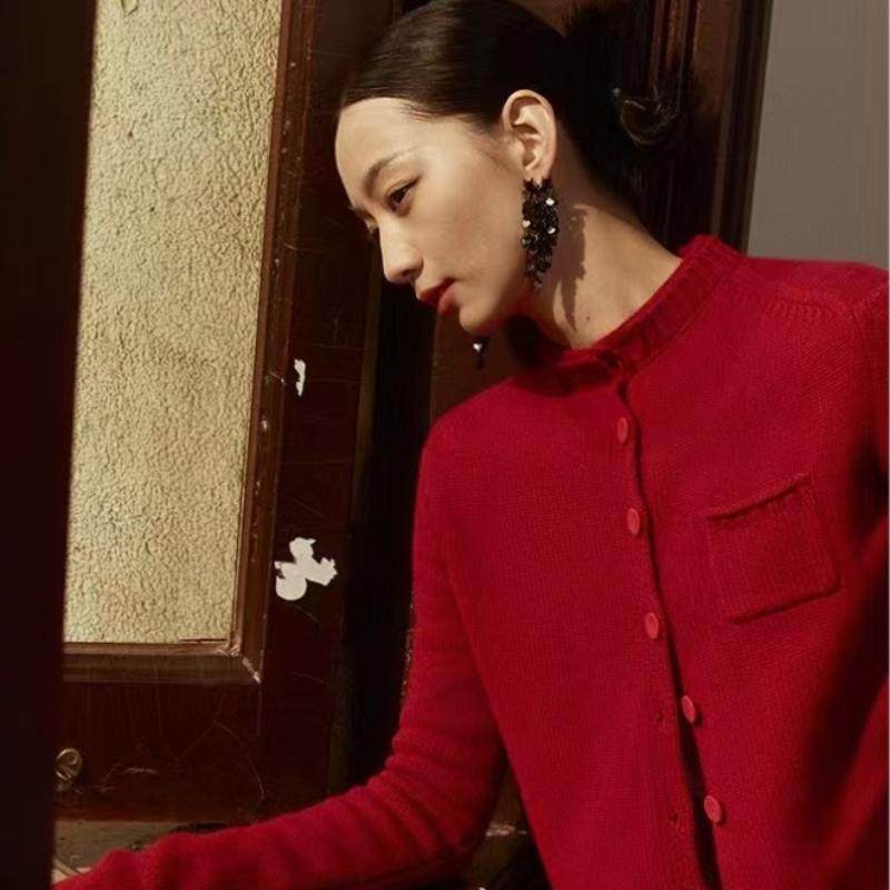 羊范英气挺拔！100%纯羊毛衫女双层小立领开衫七针双股卷边针织衫,女装/女士精品,毛针织衫,淘宝优惠券,粉丝福利购,淘宝优惠卷