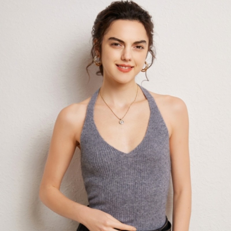 羊范山羊绒吊带背心女法式大V领复古风美背挂脖无袖针织打底外穿,女装/女士精品,背心吊带,淘宝优惠券,粉丝福利购,淘宝优惠卷