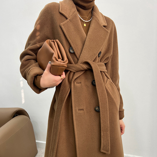 羊范高端大气山羊绒大衣女秋冬新款韩版外套加厚单排扣中长款大衣