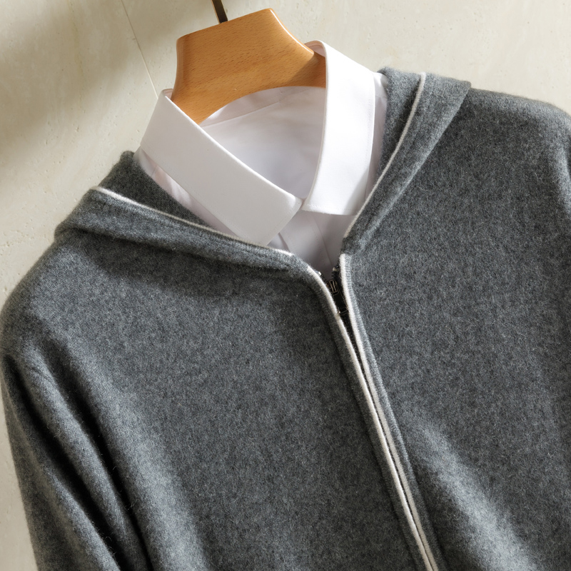 秋冬新款100%纯山羊绒针织开衫男