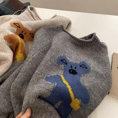 小熊100羊毛羊毛衫羊范圆领