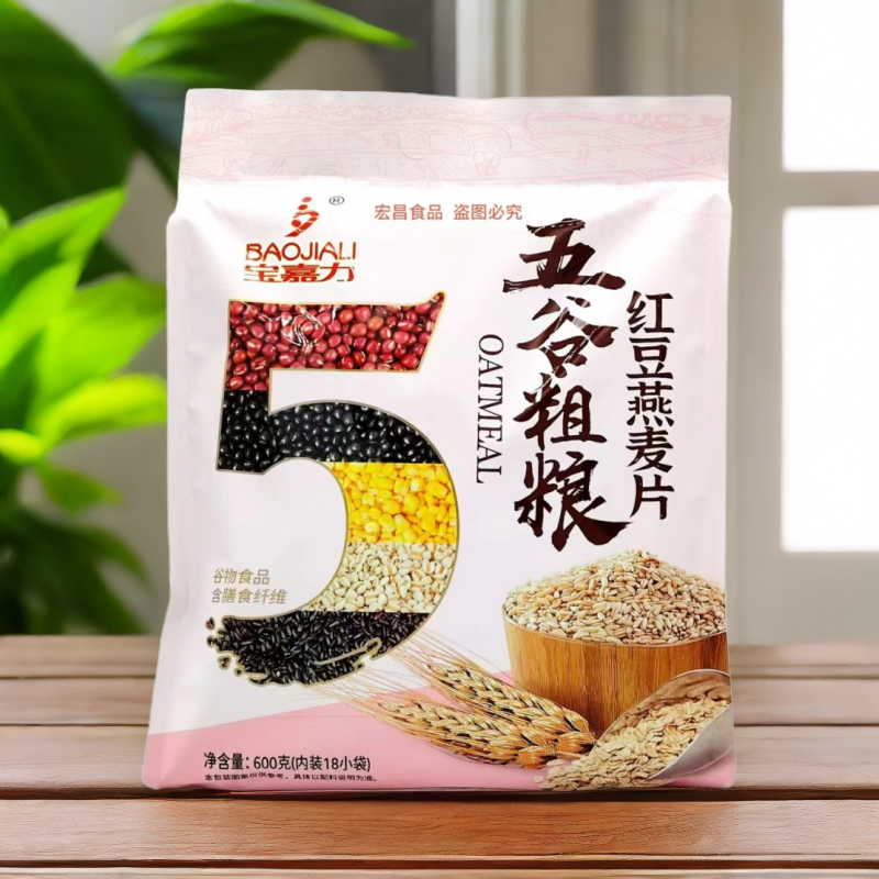 宝嘉力600g无加蔗糖高钙五谷粗粮红豆燕麦片18小包早餐网红食品