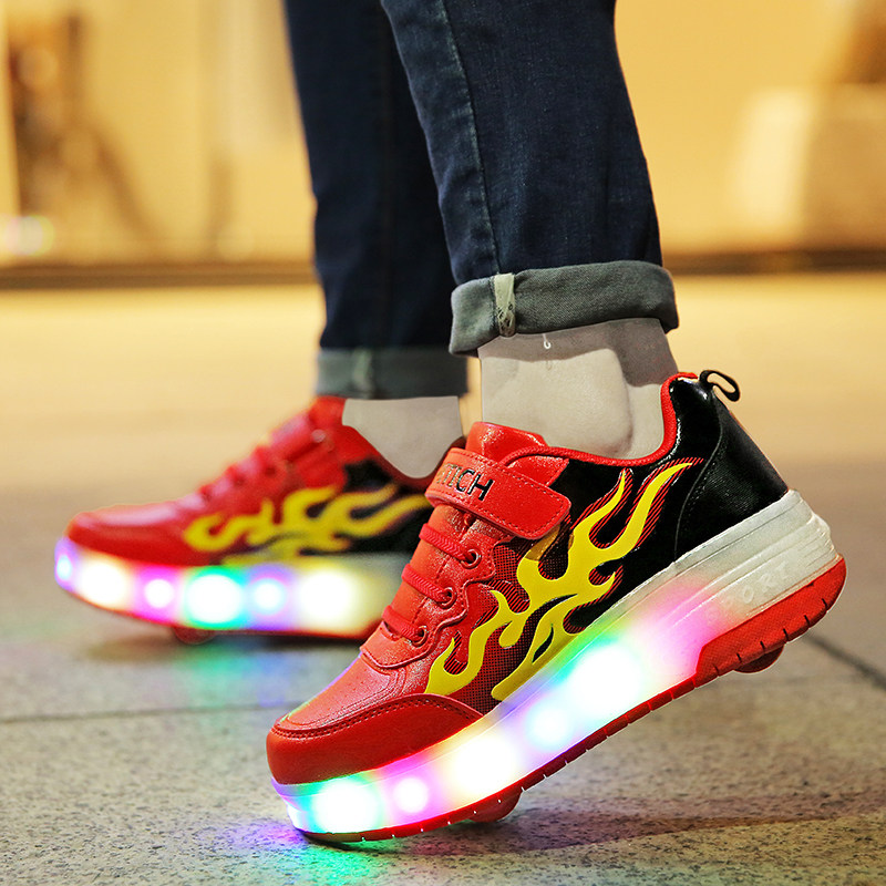 男童运动暴走鞋双轮自动隐形小学生轮滑鞋中大童带轮子的鞋女童鞋|ruв категории движение/йога/фитнес/фанаты товаров, на роликах/скейтборд/ограничение движения, ярость обувь - от Buy2taobao.com для оказания профессиональной услуги покупки агента Taobao