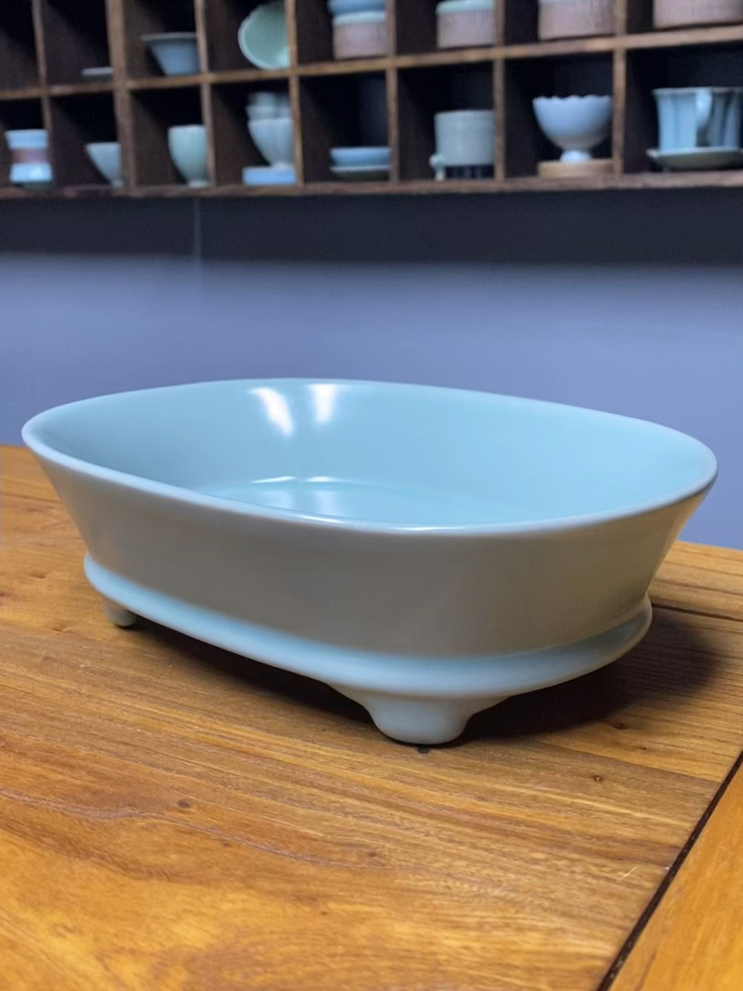 汝瓷汝窑仿古青绿釉水仙盆洗花盆禅意插花花器水培陶瓷中式微景观