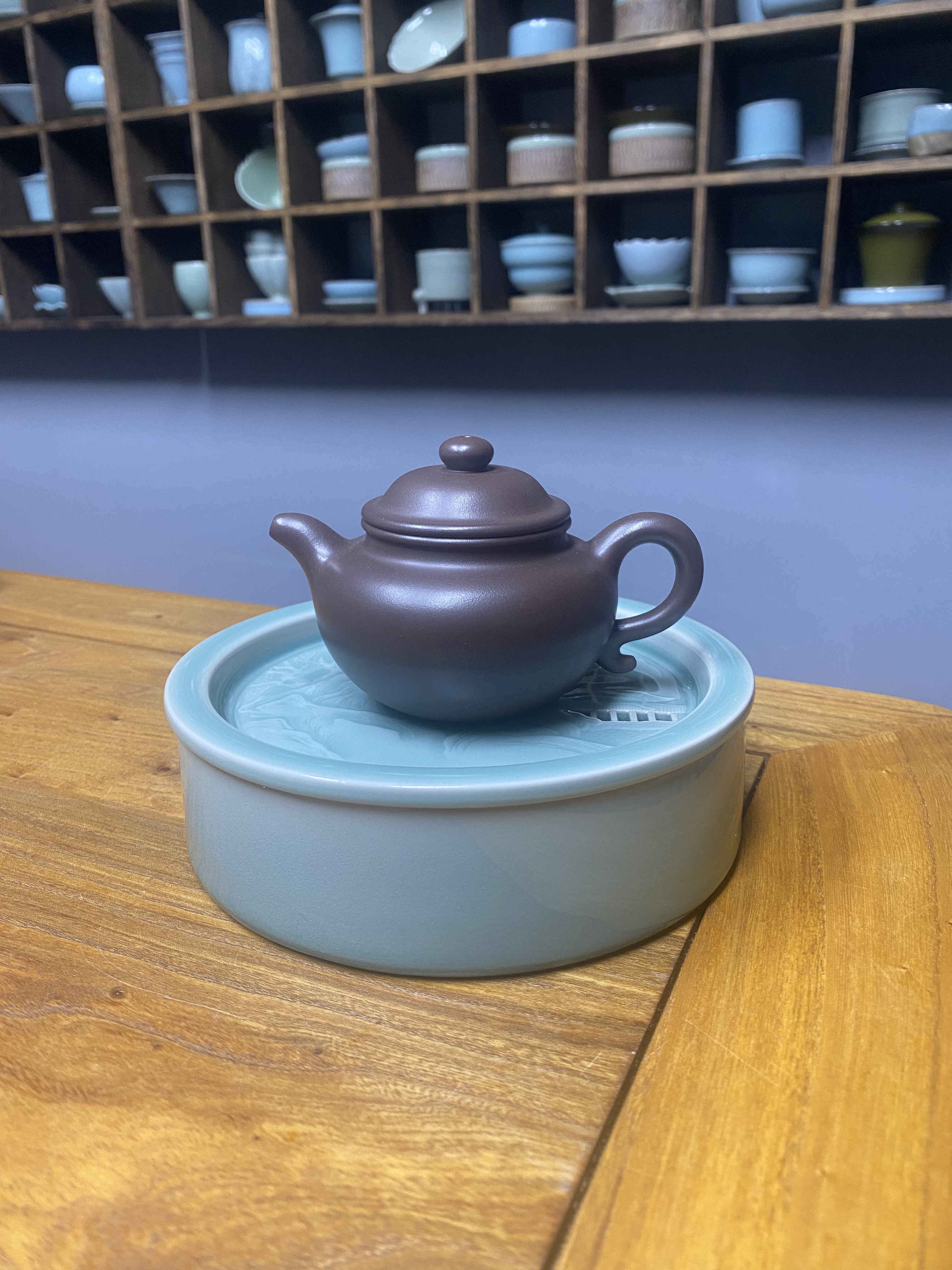 龙泉青瓷双层紫砂壶壶承茶盘碟蓄水式储水式养壶盘茶空间功夫茶具