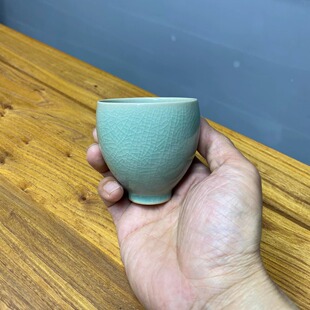 宋代汝窑汝瓷仿古豆绿釉张公巷茶杯主人杯品茗杯个人专用手工单杯