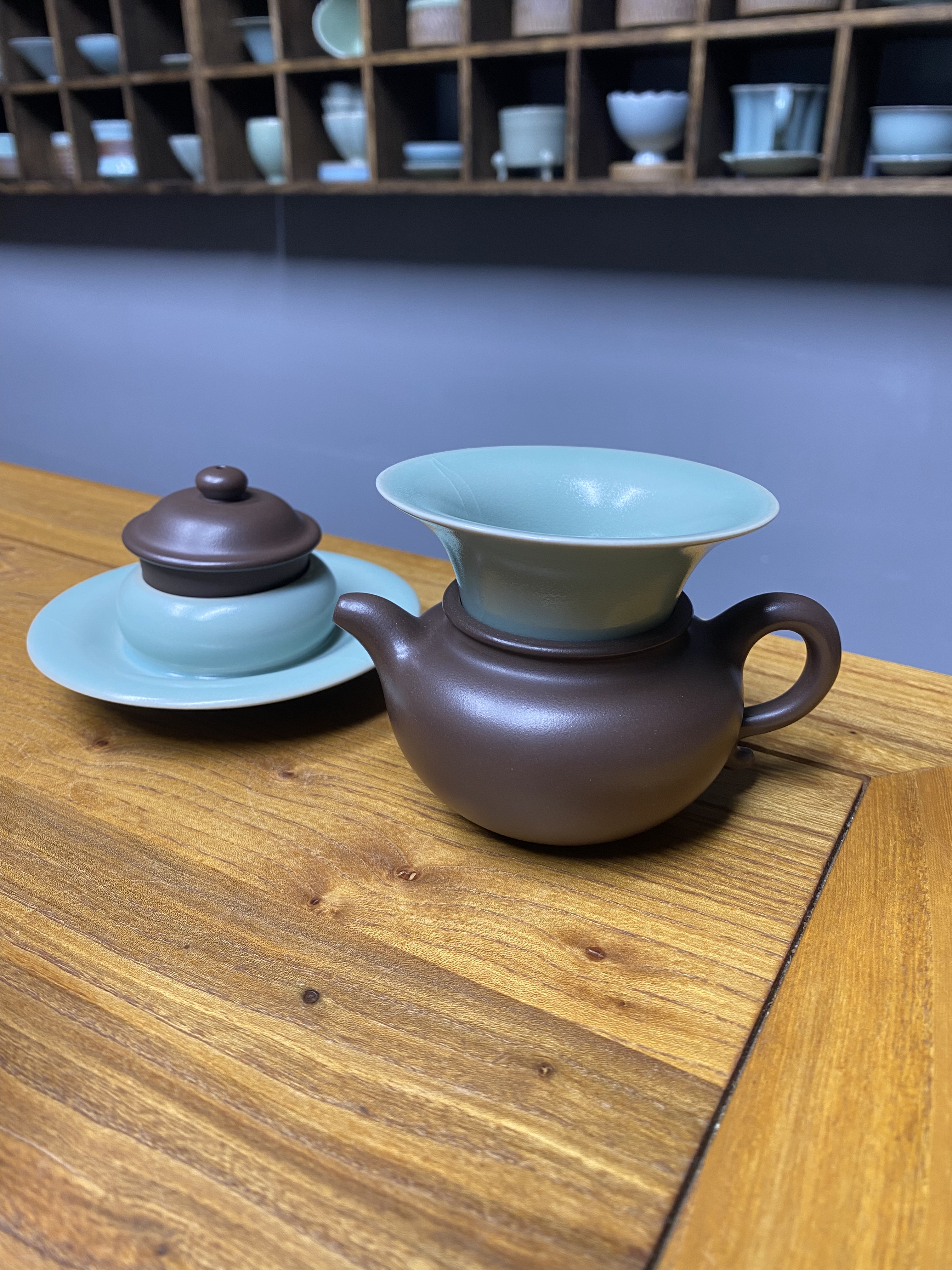 汝瓷窑仿古釉茶壶投茶器漏斗形倒入茶叶导茶叶入壶口取茶器茶道具