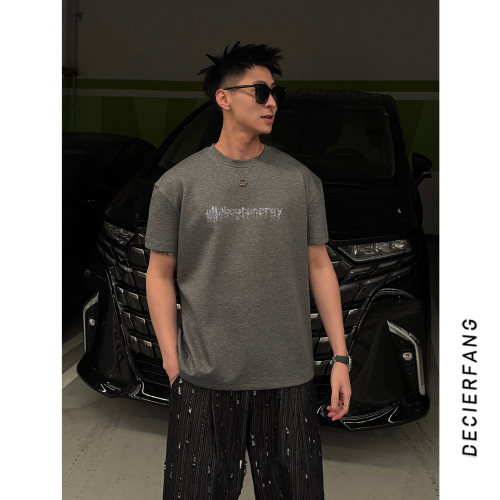 设计师款莫代尔面料【烫钻字母短袖】26新品简约正肩基础款短袖T