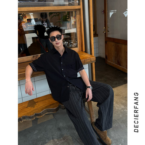 莱赛尔亚麻衬衫男 夏季薄款短袖 透气凉感冰丝衬衣宽松慵懒风上衣