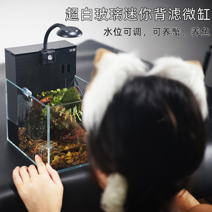 沐野小贝迷你背滤微缸小型珊瑚海水缸螃蟹缸水陆微景观苔藓生态缸