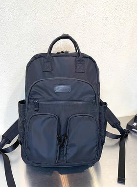 休闲防水双肩背包新款尼龙背包多口袋实用通勤旅行手提包男女背包