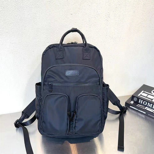 休闲防水双肩背包新款尼龙背包多口袋实用通勤旅行手提包男女背包