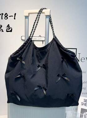 法式文艺单肩包芭蕾风蝴蝶结大容量手提包购物包大学生上课托特包