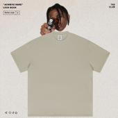 OVERSIZE男女宽松小领口短袖 美式 休闲重磅425G复古纯色落肩袖 T恤