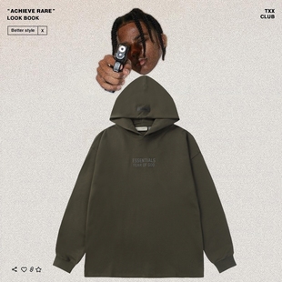 ESSENTIALS硅胶字母LOGO高街FOG男女宽松连帽卫衣潮 GOD FEAR