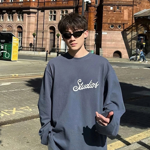 AC风格3D立体绣花男女长袖T恤潮