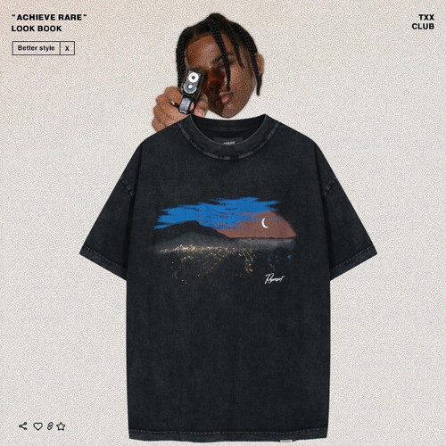 Represent夜景印花高街做旧短袖