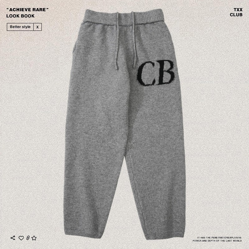 ColeBuxton字母提花毛线长裤潮