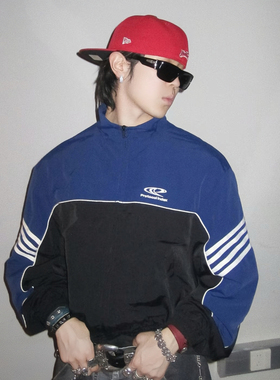 Protocol Index美式复古撞色条纹反光冲锋衣外套男女立领运动夹克