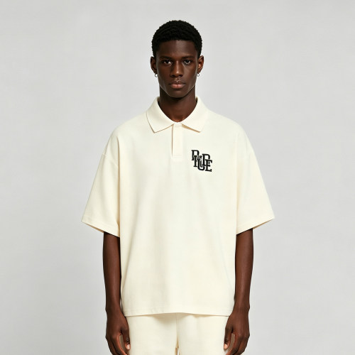 RHUDE美式高街刺绣字母polo短袖