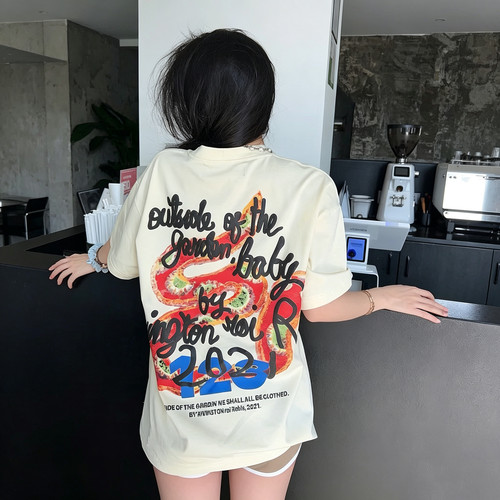 RRR123彩虹贪吃蛇发泡字母短袖潮