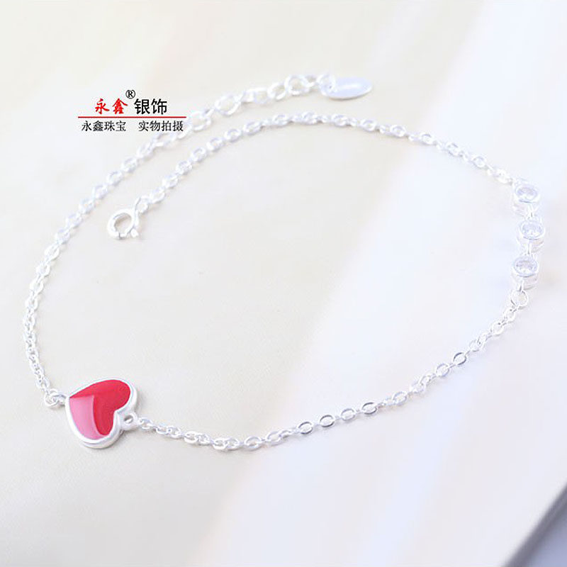 999纯银脚链女正品足银女网红圆珠铃铛火狐狸爱心潮个性百搭银饰