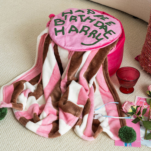 哈利波特生日蛋糕抱枕毯子二合一