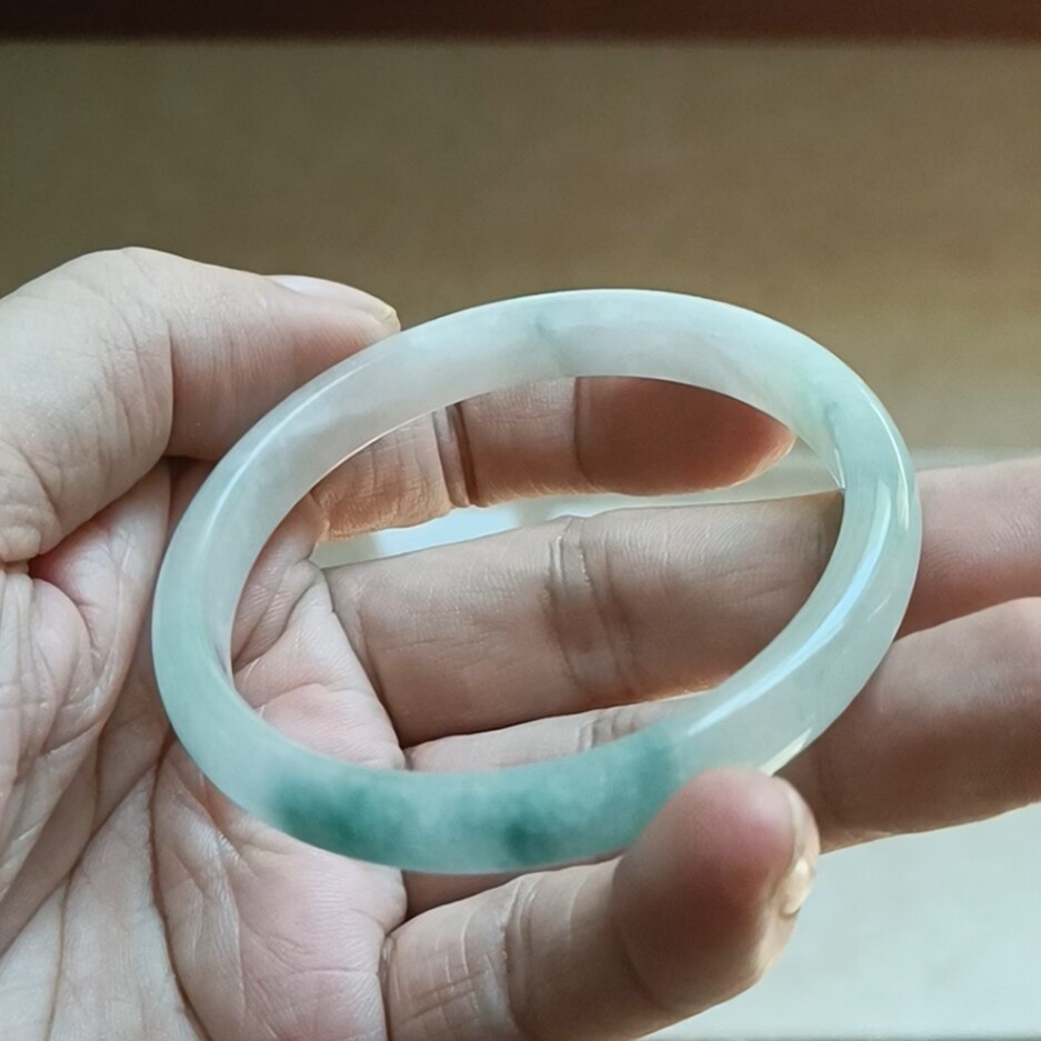 人工翡翠b货手镯美人镯小细条 瑕疵 学习对比工艺品带鉴定证书j52