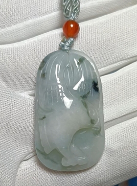 天然翡翠A货飘花鹰牌吊坠玉坠挂件 带国家官方鉴定证书保真品F42