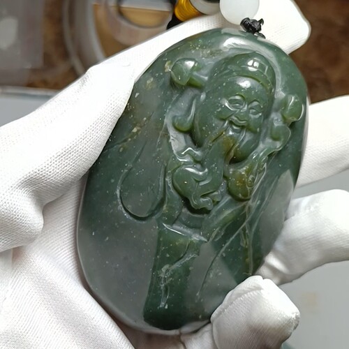 天然和田玉带原皮壳财神手把件茶宠摆件 保真品带国家官方证书0