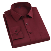 衬衣青中年抗皱免烫爸爸装 保罗秋季 衬衫 宽松休闲职业大码 男士 长袖