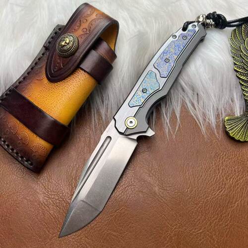 进口奥地利M390粉末钢 把玩实用户外小刀 多功能折叠刀