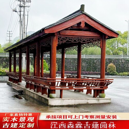 青瓦古建长廊景观桥廊文化长廊亭