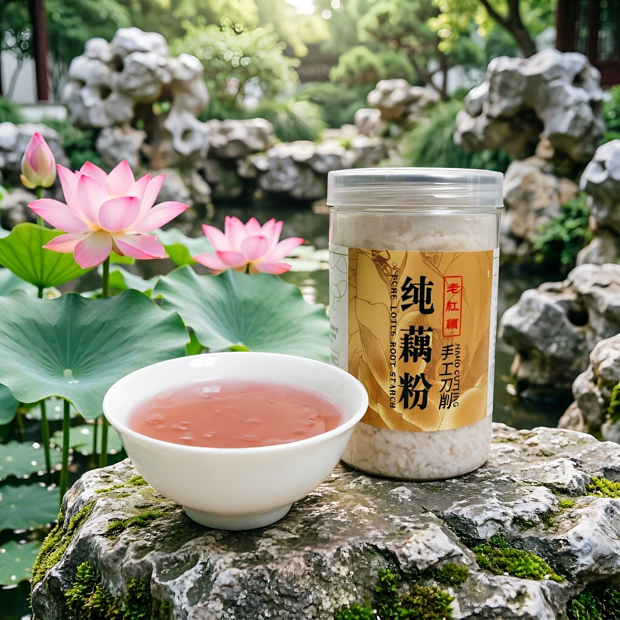扬州宝应特产莲顺纯藕粉250g罐装老红藕手工刀削
