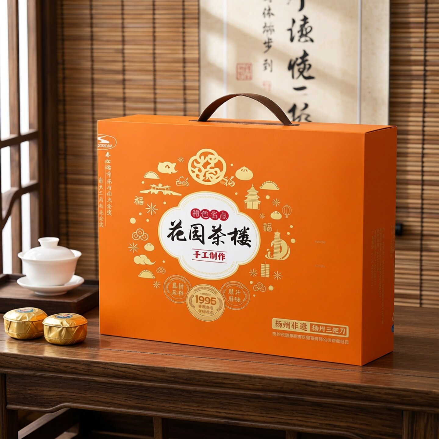 扬州特产花园茶楼手工包子礼盒50g*6 送礼年货点心12袋装单位团购