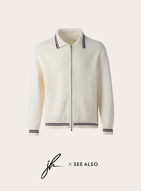 jh『SEE ALSO联名』针织毛衣外套春季新款复古极简老钱开衫短外套