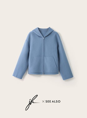 jh『SEE ALSO联名系列』羊毛短外套春夏新款毛呢夹克极简连帽卫衣