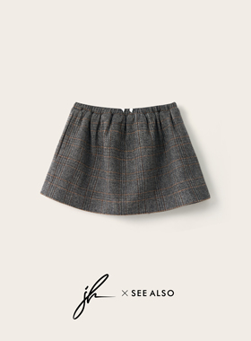 jh『国王的礼物』羊毛A字裙灰格纹春夏款百搭休闲高腰显瘦半身裙